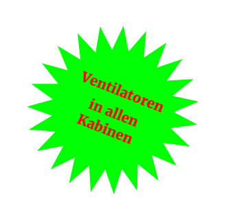 Ventilatoren  in allen  Kabinen